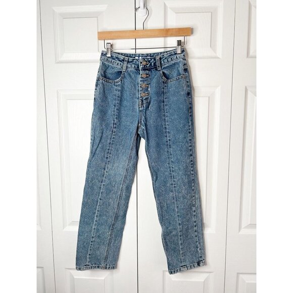 SJYP Blue Denim Rigid Washed Button Fly Jeans Women's Size X-Small XS - Picture 2 of 11